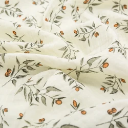 녹색 잎 인쇄 순면 더블 레이어 크레페 원단, 잠옷, 홈웨어, 수제 DIY 원단, 135x50 cm, 500cm, TJ21772