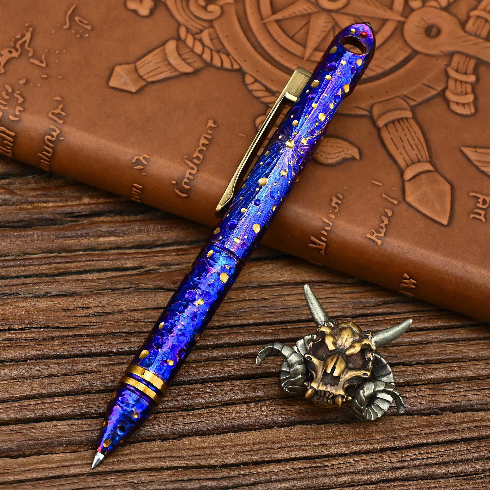 

Titanium Alloy Tactical Pen Hand Carved Star Sky Limited Edition Tungsten Pen Decompression Metal Signature Neutral Pen EDC