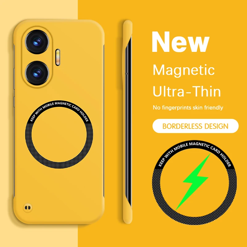 

Simple Frameless Phone Case for Redmi Turbo 4 Pro 4Pro Turbo4 5G Lens Protection Hard Thin Magnetic Wireless Charging Back Cover