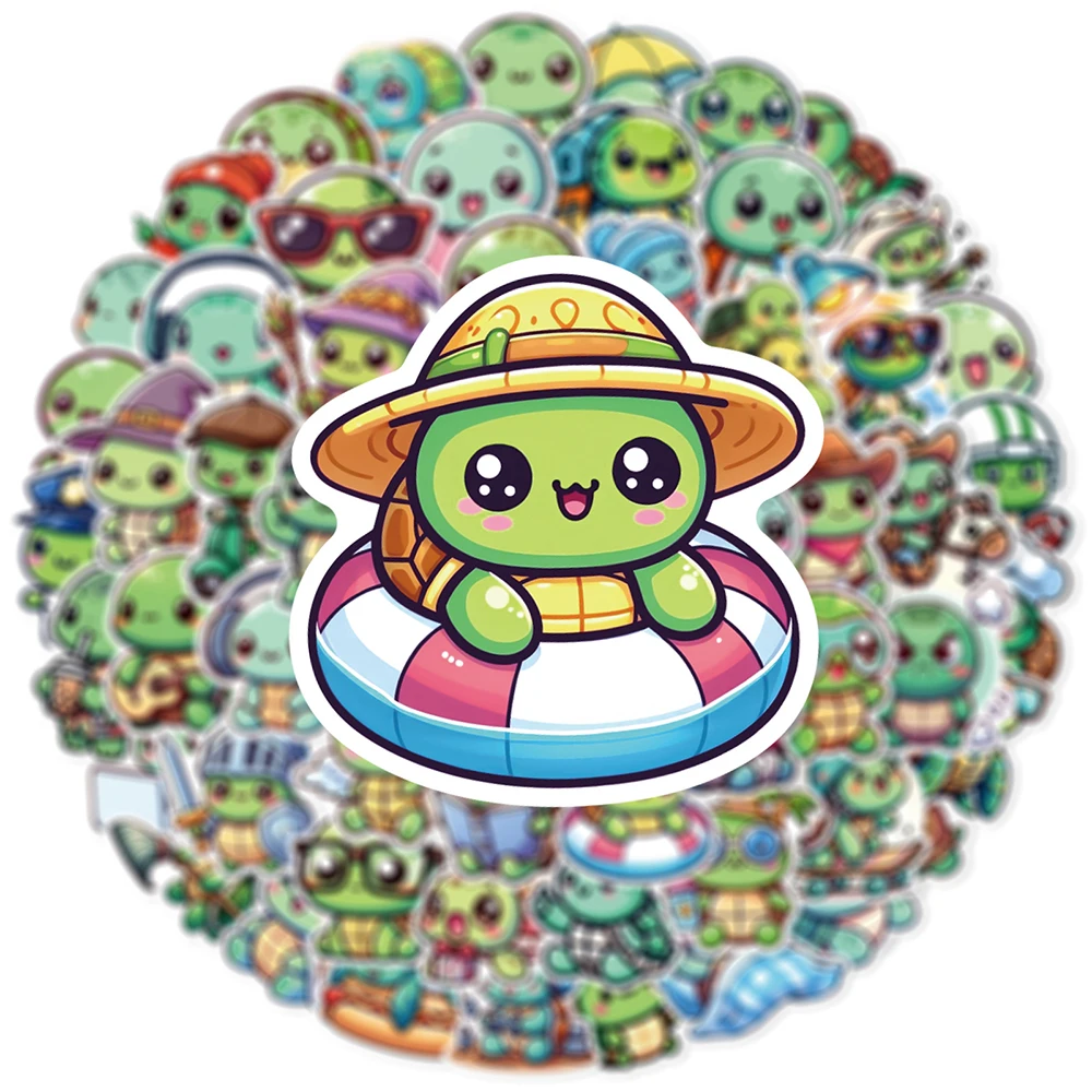 

10/30/60pcs Kawaii Cute Cartoon Animal Turtle Stickers Waterproof DIY Luggage Notebook Phone Funny Graffiti Decals Decoration