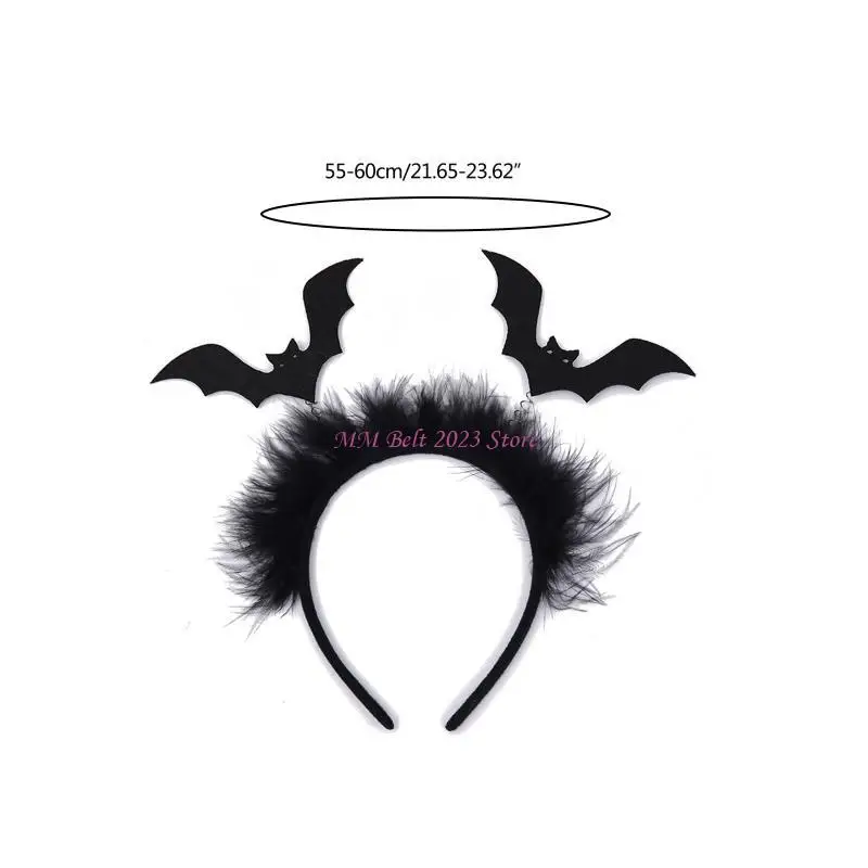 49ME Decoration Bat Headband Black Hair Hoop with Bat Gift for Birthday