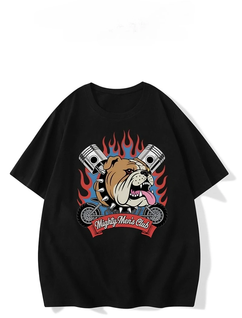 تيشيرتات عصرية للصيف والخريف والشتاء على الطراز الأمريكي للدراجات النارية بأكمام قصيرة من القطن الخالص للرجال والنساء #1