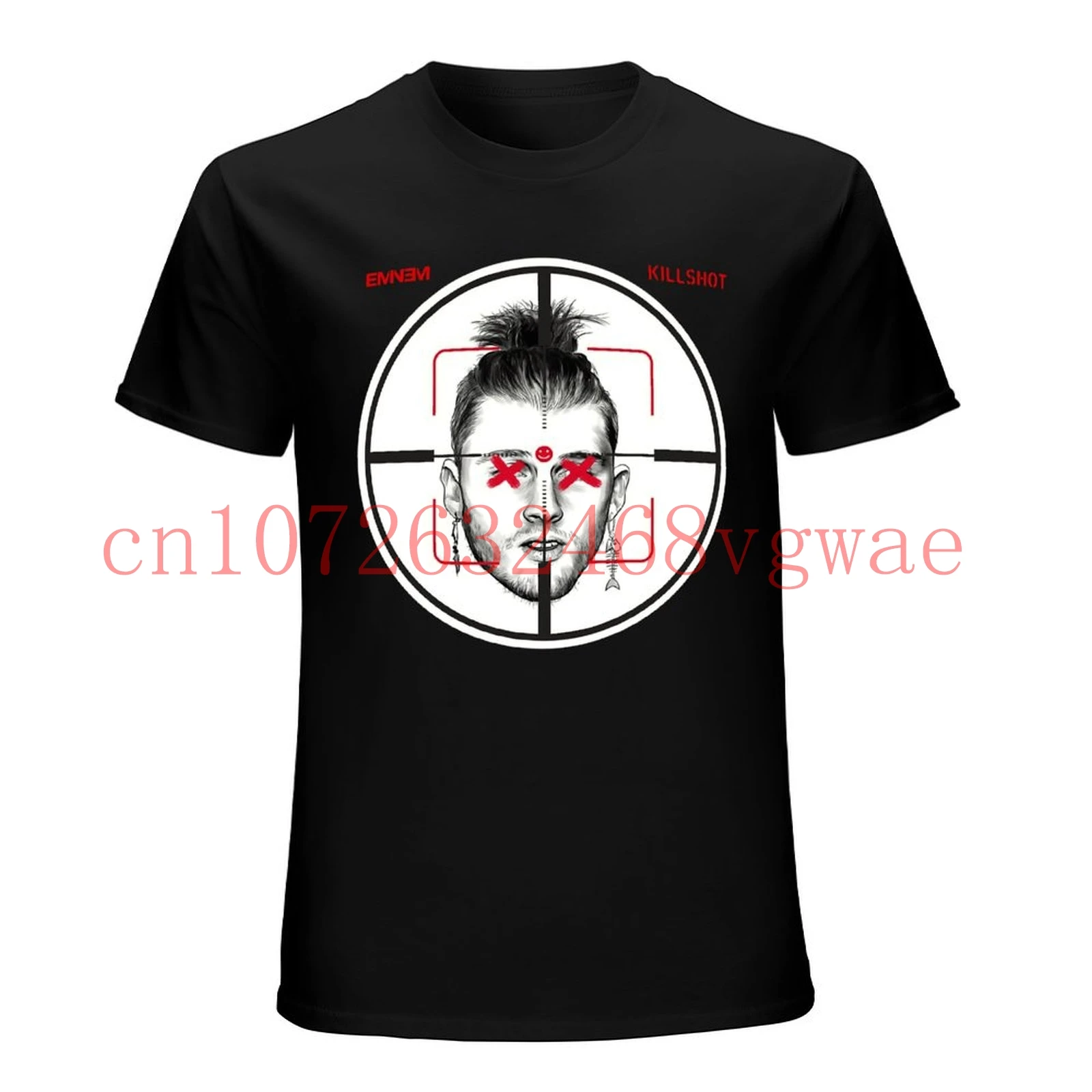 Hot! Men Eminem Diss Mgk Killshot Cotton Black T-shirts  Hip Hop Swag Funny T Shirts Unisex Black Cotton Tops