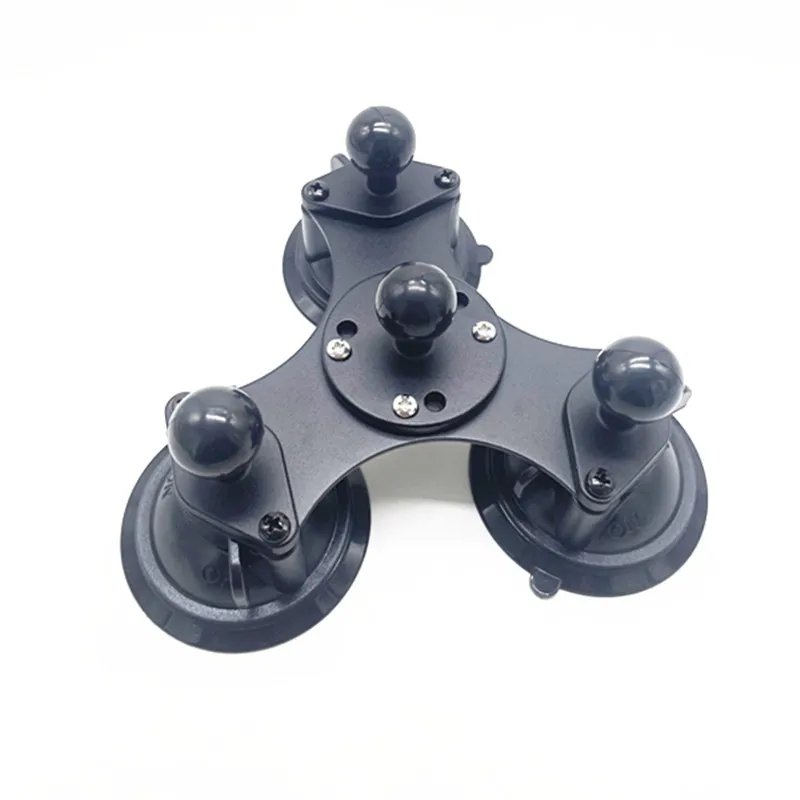 1 inch Ball Twist-Lock Triple Suction Cup Base Window Mount 360 Degree Rotation for Double Socket Arm Action Camera Accessories