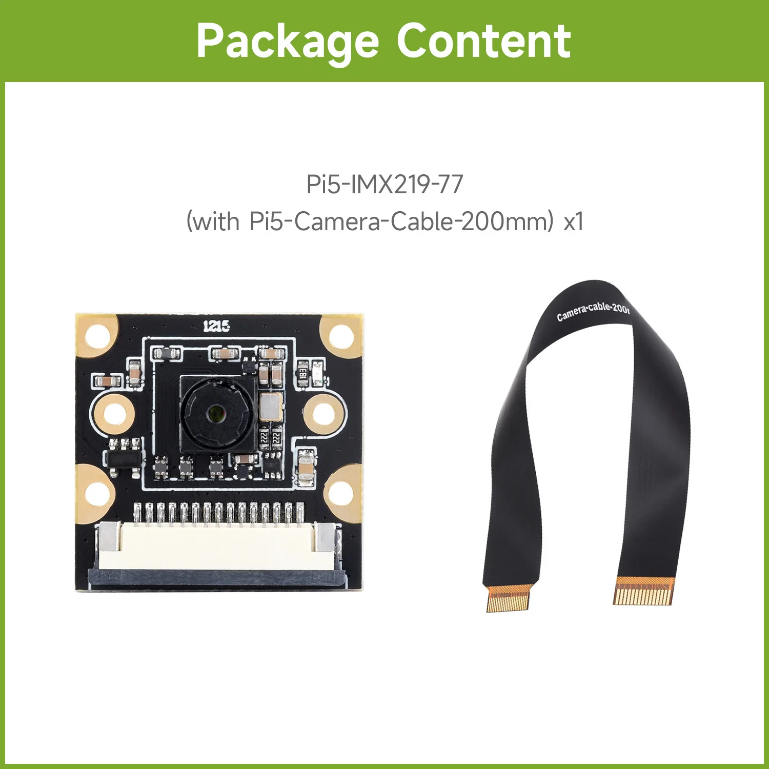 Imagen 4: Sensor IMX219 del módulo de cámara Waveshare IMX219, interfaz MIPI-CSI, opciones para 79,3 °   / 120 °   FOV, Para Raspberry Pi 5