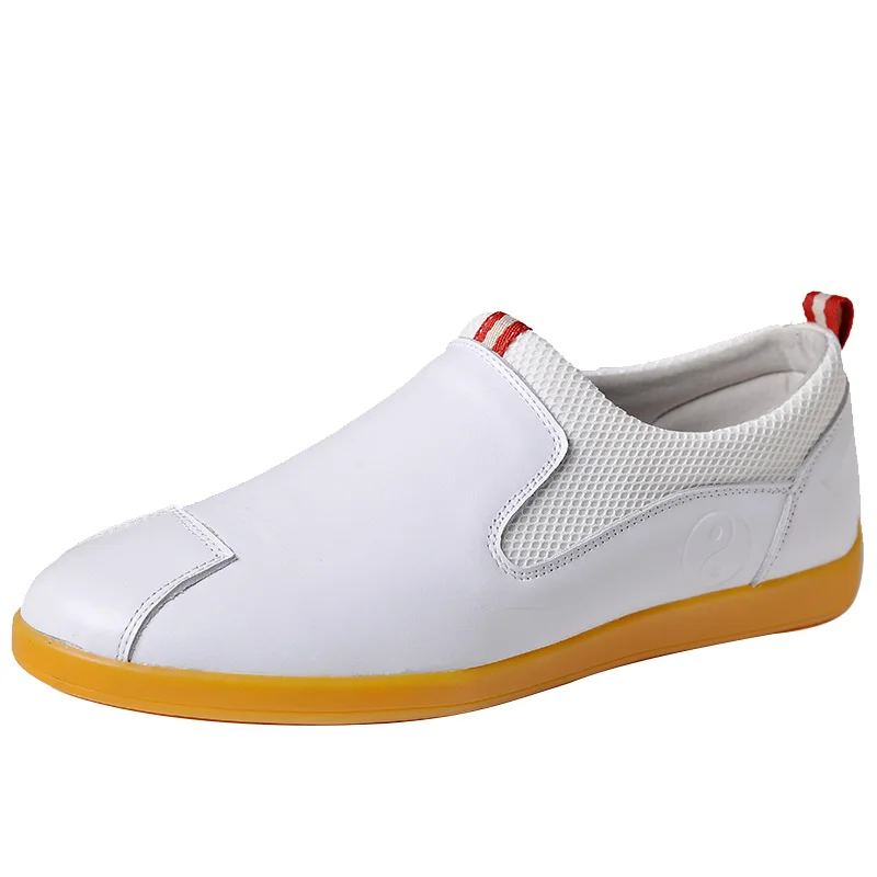 Genuine Cowhide Leather Tai Chi Shoes for Kung Fu Wushu Martial Arts Soft Flexible Sole Light weight Men Women Footwear