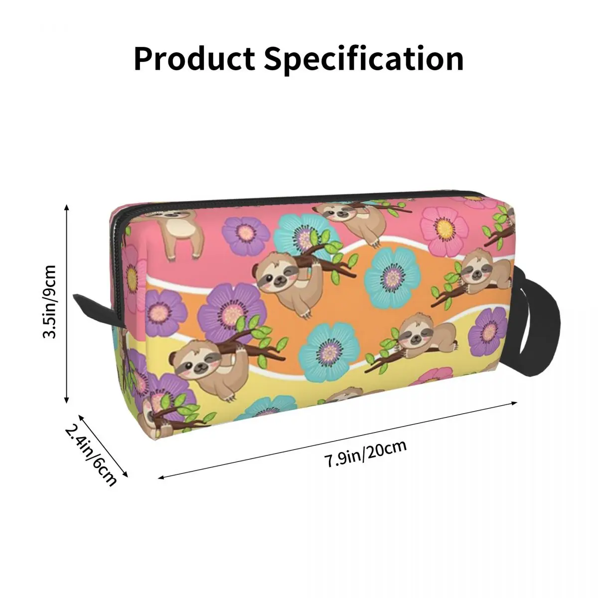 Sloth And Flower Makeup Bag Cosmetic Organizer Storage Dopp Kit Toiletry Cosmetic Bag for Women Beauty Travel Pencil Case