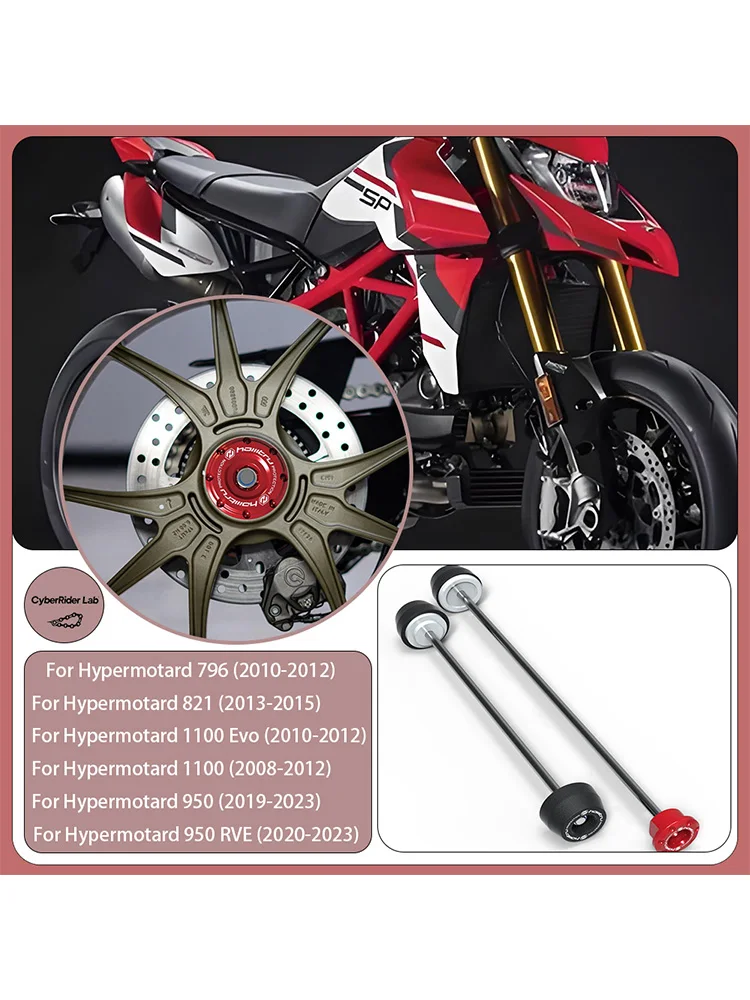 

For Ducati Hypermotard 796 Front & Rear Wheel Spindle Crash Guards - Anti-Fall Parts, Spindle Protectors