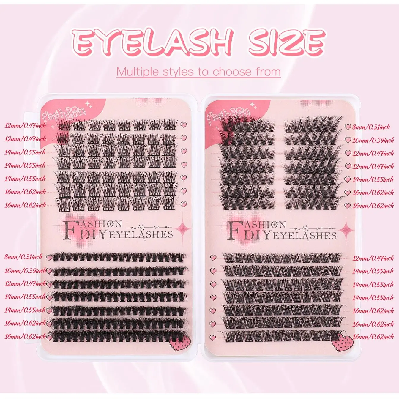 378 pcs Large-capacity DIY false eyelash extension set, naturally thick D-curl segmented self-grafted single tuft of loose hair