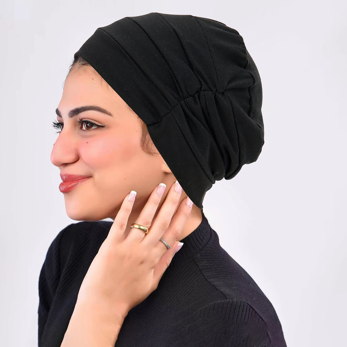 Solid Color Women Hijab Soft Strech Chemo Cap Sleep Turban Hat Liner for Cancer Hair Loss  Headwear Head Wrap Hair Accessories