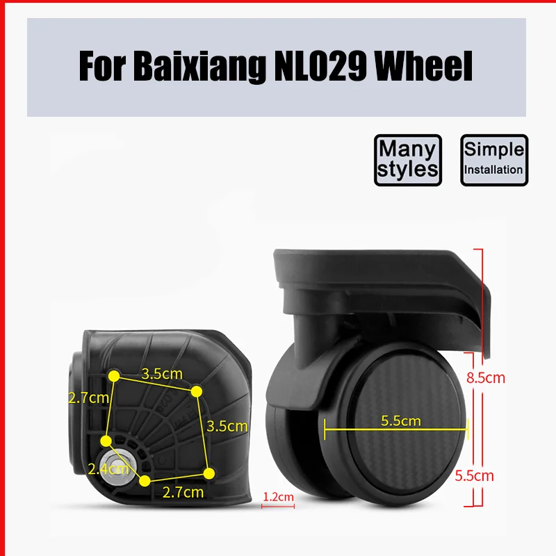 

For Baixiang NL029 Universal Wheel Replacement Suitcase Smooth Silent Shock Absorbing Wheel Accessories Wheels Casters Repair