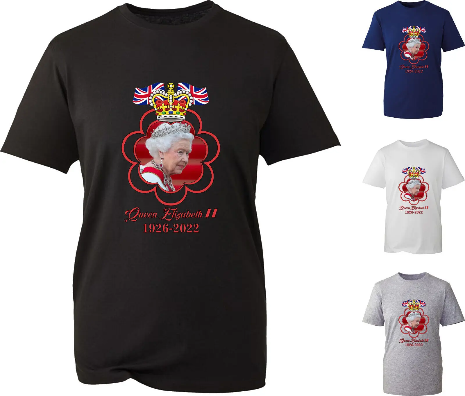 Union Jack British Queen Crown UK Flag Memorial Queen Elizabeth II T Shirt New 100% Cotton Short Sleeve O-Neck Casual T-shirt