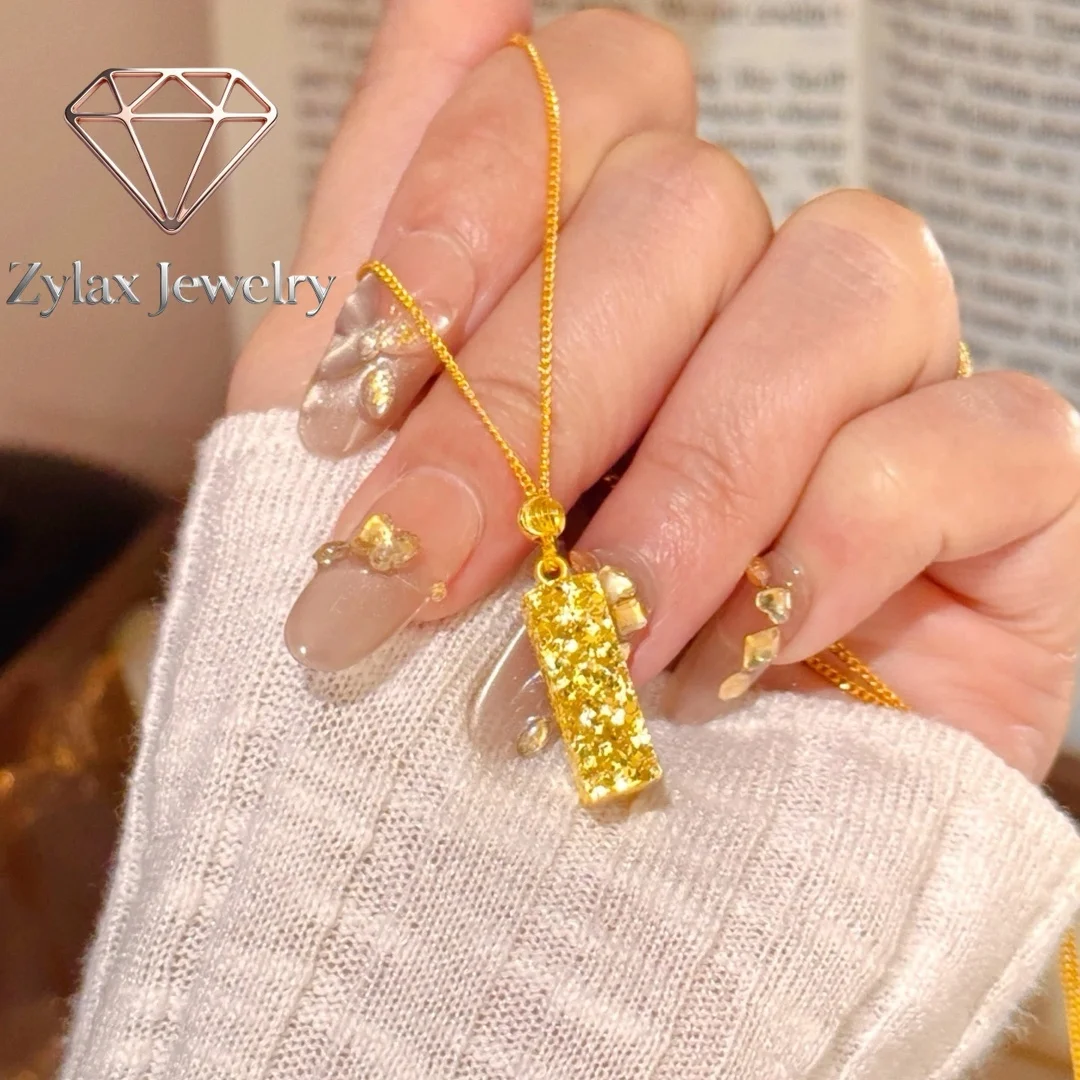 Zylax Jewelry Four Directions Fortune Necklace Women's 24K Gold AU999-Wealth-attracting gold chain,symbol of prosperity, ideal g