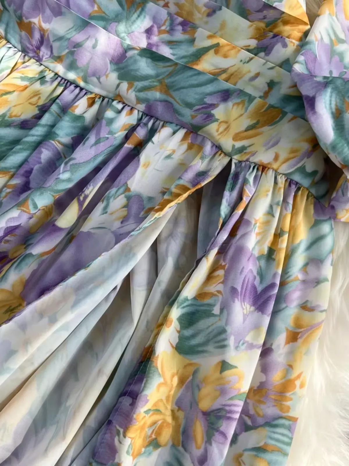 Foamlina เซ็กซี่หนึ่งไหล่แขนยาวพิมพ์ลายดอกไม้ผู้หญิงฤดูร้อน Hollow Out สูงแยกสายวันหยุด Beach Maxi Dress