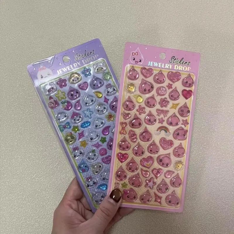 Kawaii Cartoon Awawa Chan Water Drop 3D Crystal Stickers Creative Handbook Refrigerator Decoration Phone Case Diy Material Gift