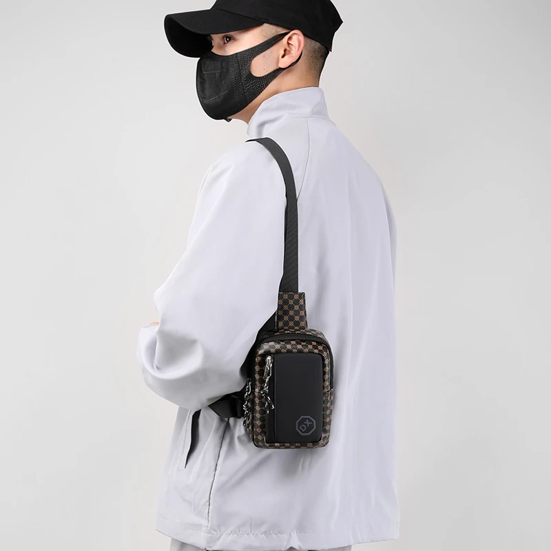 Casual Business Schulter Tasche für Männer PU Leder Umhängetasche Breiten Gurt Umhängetaschen Plaid Designer Männlichen Sling Taschen – Detail 21