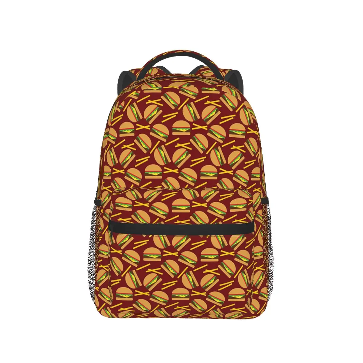 

Burger And Fries Pattern Backpack Hot Sale Daypack Large Capacity Children BookBag School Bag Shoulder Bags for Men Women