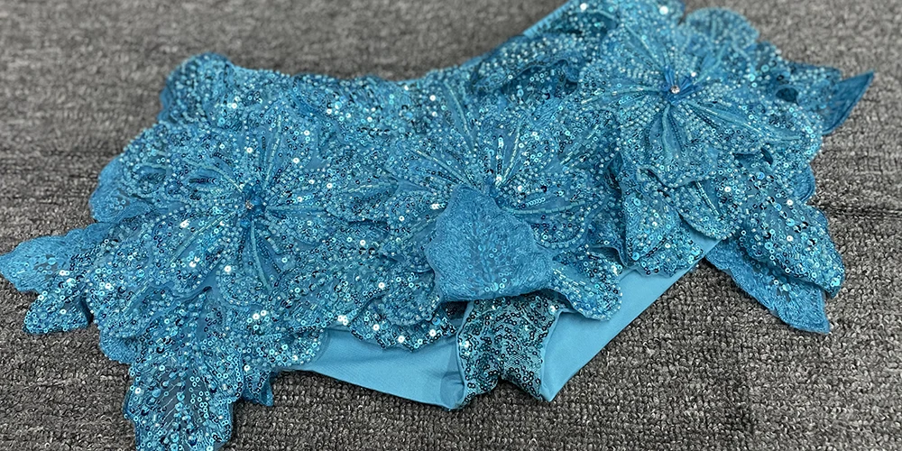 YOUR BUMP CURVE 2026 NEW Embroidered 3D Flower Sexy Cocktail-Style mini Hot Pants Featuring Embellishments Sequins Zippered