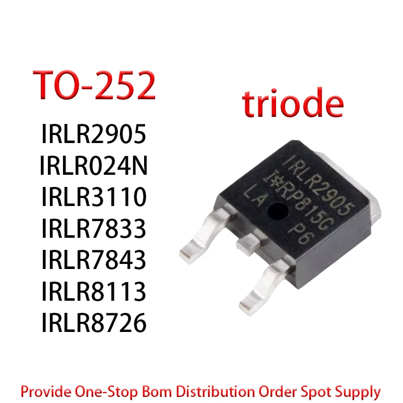 IRLR2905 IRLR024N IRLR3110 IRLR7833 IRLR7843 IRLR8113 IRLR8726 Transistor MOSFET TO-252 5PCS