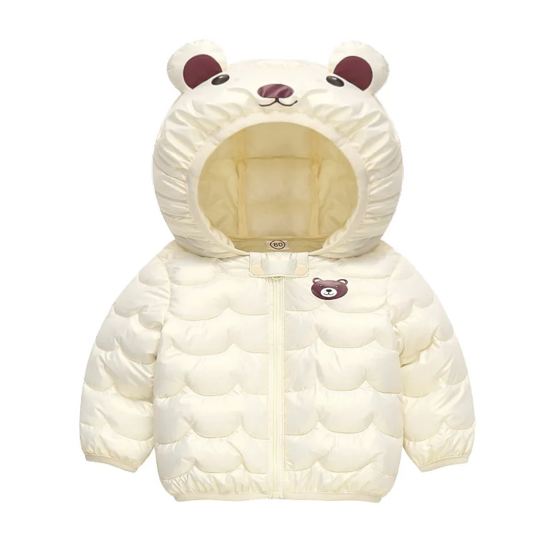 2024 Autumn Winter children Cotton Down Jacket 1-4Years Baby Boys Girls Light Thin Hooded Coat Kids Cartoon Bear Down Parkas