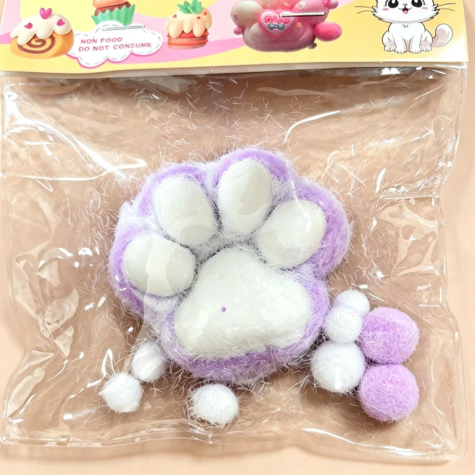 Cute Cat Paw Soft  Toy,  Squishy Toy with Shiny Confetti & Heart Details, Mixed Gentle Colors, Ideal for Easter Egg Basket Fille view 5