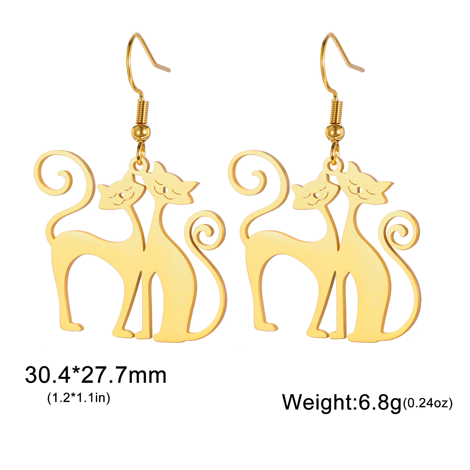 Unift Sassy Kitten Cat Charms Earrings for Women Stainless Steel Dangle Earring Lovely Jewelry Ear Piercing Pet Lover Gift image 3