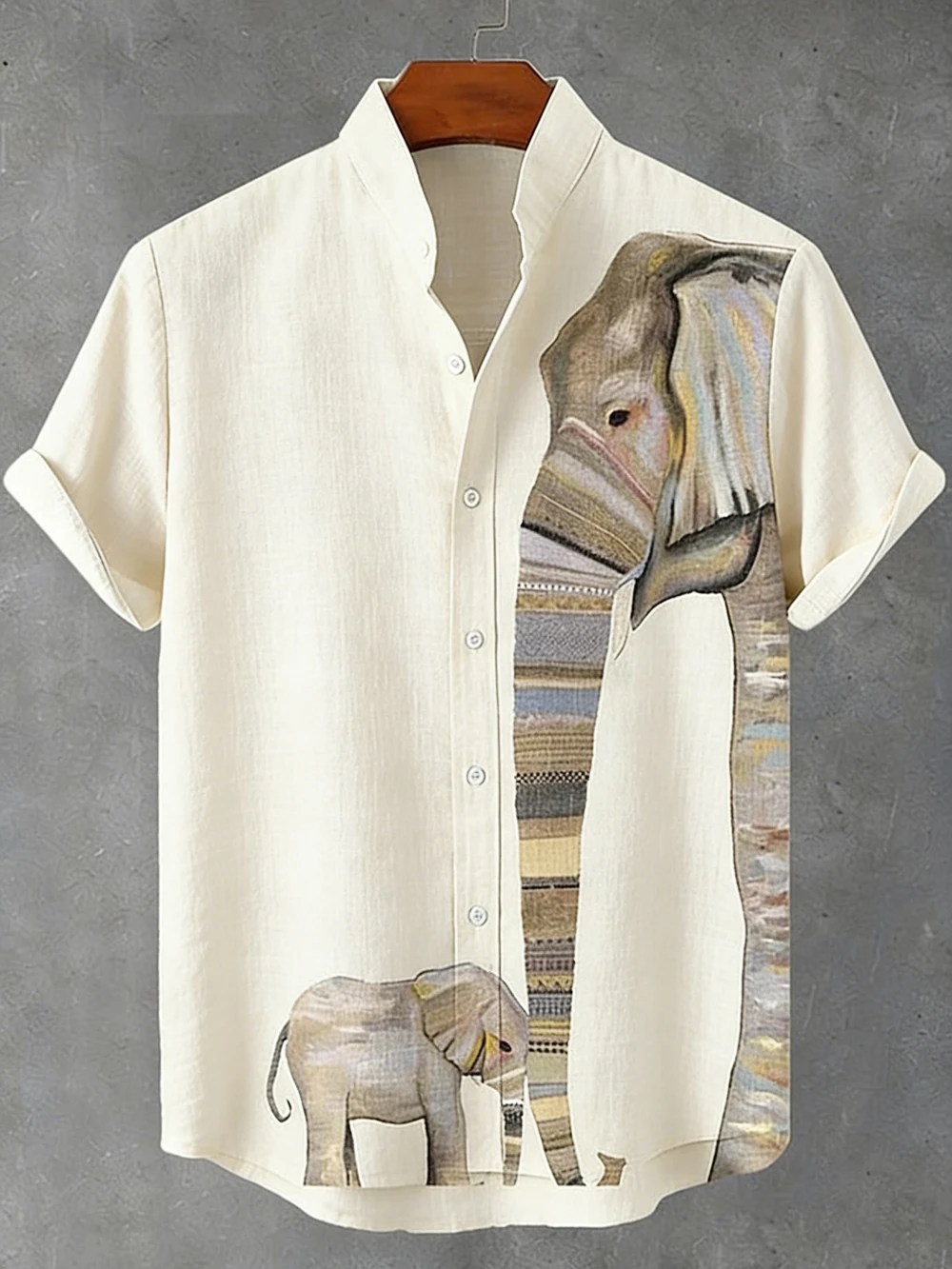 

Мужская новая льняная рубашка с короткими рукавами и 3D-принтом в виде слона, рубашка с высоким разрешением, для отдыха на Гавайях, мужская, большие размеры XS-6XL