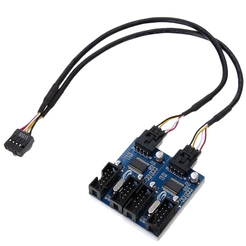A08E-Motherboard Usb 9Pin Header 1 To 4 Splitter Port Multiplier 30Cm Extension Cable