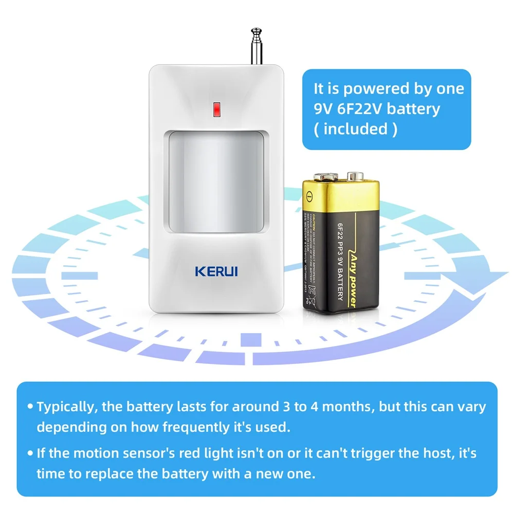 Kerui-ワイヤレスPirモーションセンサー,盗難防止アラームシステム,防犯,gsm,wifi,w181,w202