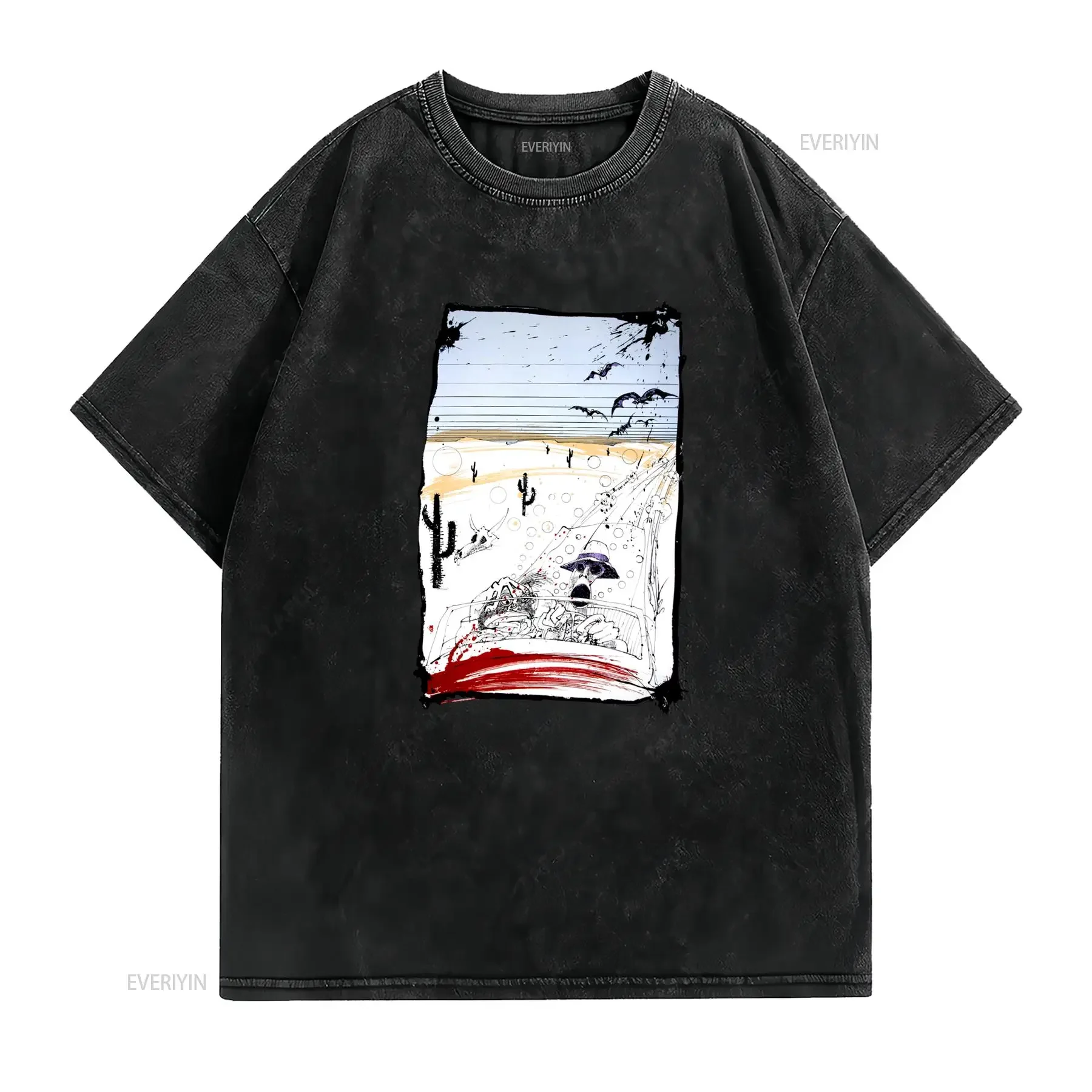 Maglietta Artistica Fear And Loathing In Las Vegas Taglie BC 141 vintage Washed graphic fashion Top For Everyday Wear Versatile