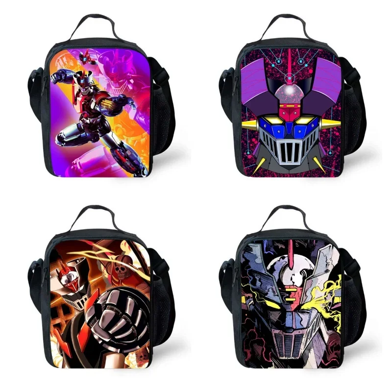 M-Mazinger- Z Lunch bags for Child,Cartoon School Picnic Bags for Girls Boys,Large Kids Cooler Bags for 4-10 years