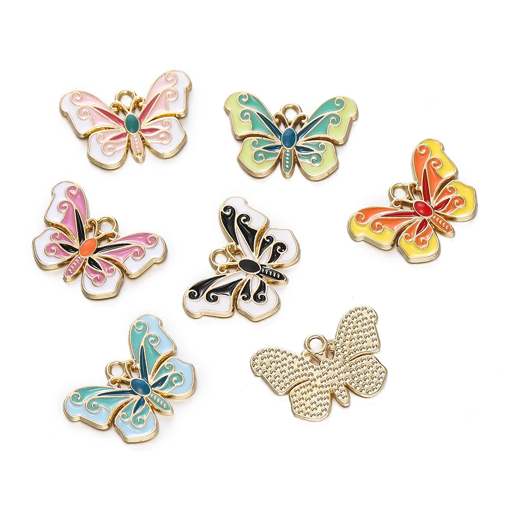 

10pcs/lot Alloy Oil Drop Butterfly Shpae Pendants Necklace Charm for DIY Jewelry Making Crafts Supplies Findings