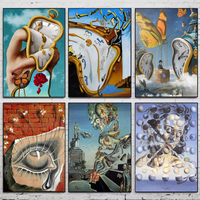 Famous pretty salvador dali art Poster HD Self-Adhesive Wall Art for Living Room Bedroom No Fade Modern Home Decor Stickers