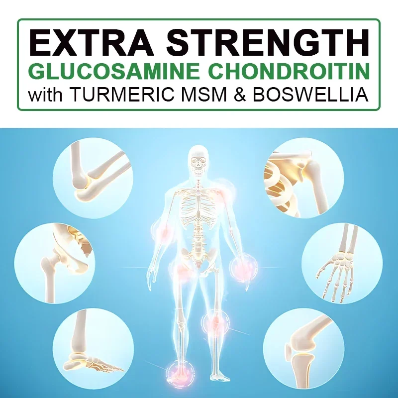 Complexe MSM Glucosamine ChonLevitin-Supplément de soutien articulaire, prend en charge la santé articulaire et la mobilité avec la quercétine et la broméline