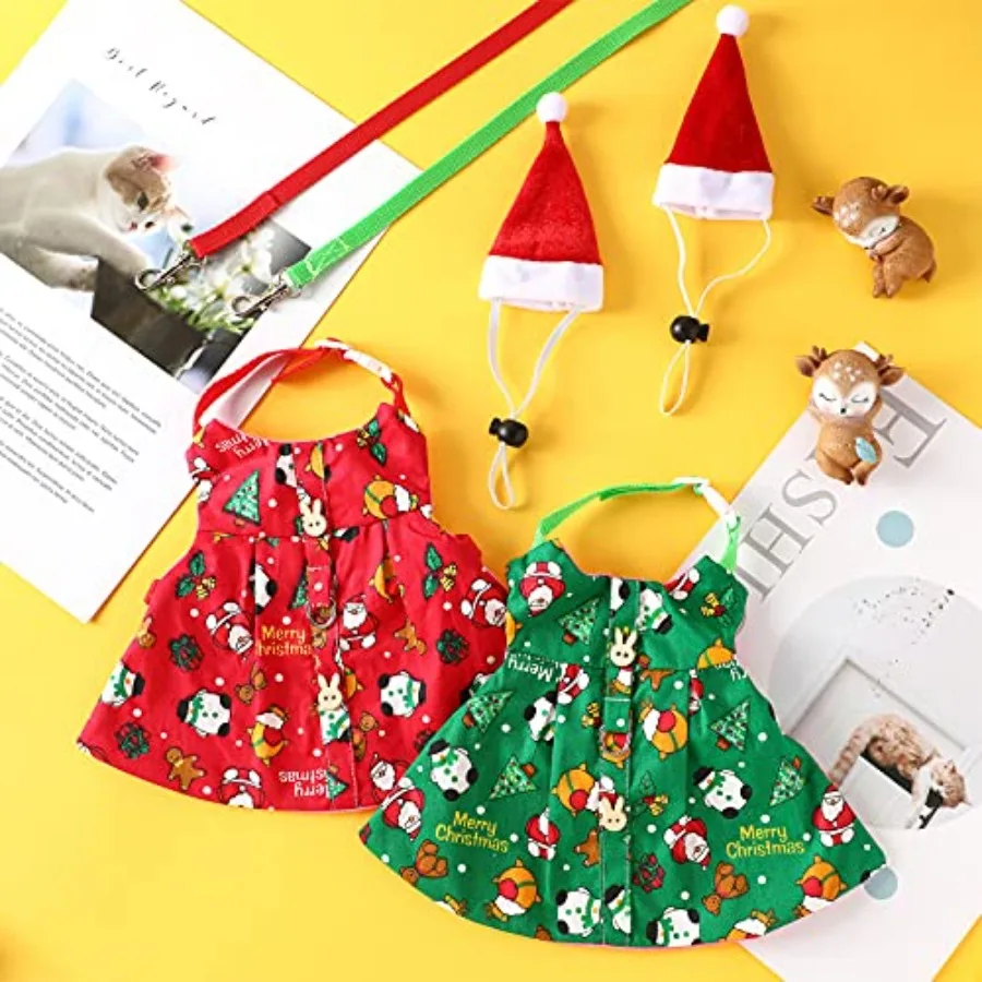 ملابس الحيوانات الأليفة أزياء الحيوانات الصغيرة ملابس عيد الميلاد مع قبعة سانتا خنزير غينيا الملابس للأرنب النمس القنفذ السنجاب 6 فطيرة #4