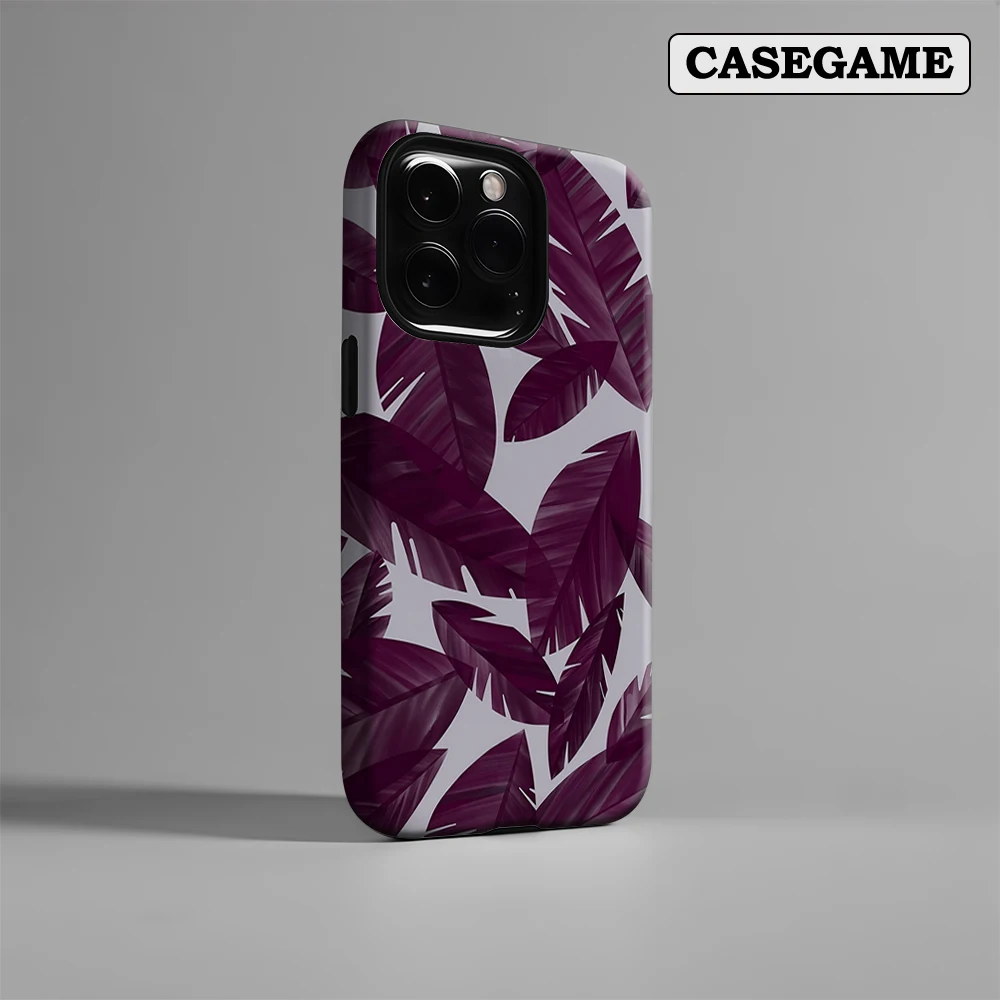 

Luxury Plum Leaves Phone Case for iPhone 17 16 15 14 13 12 11 Pro Max Air Plus Luxury Double-layer Back Cover