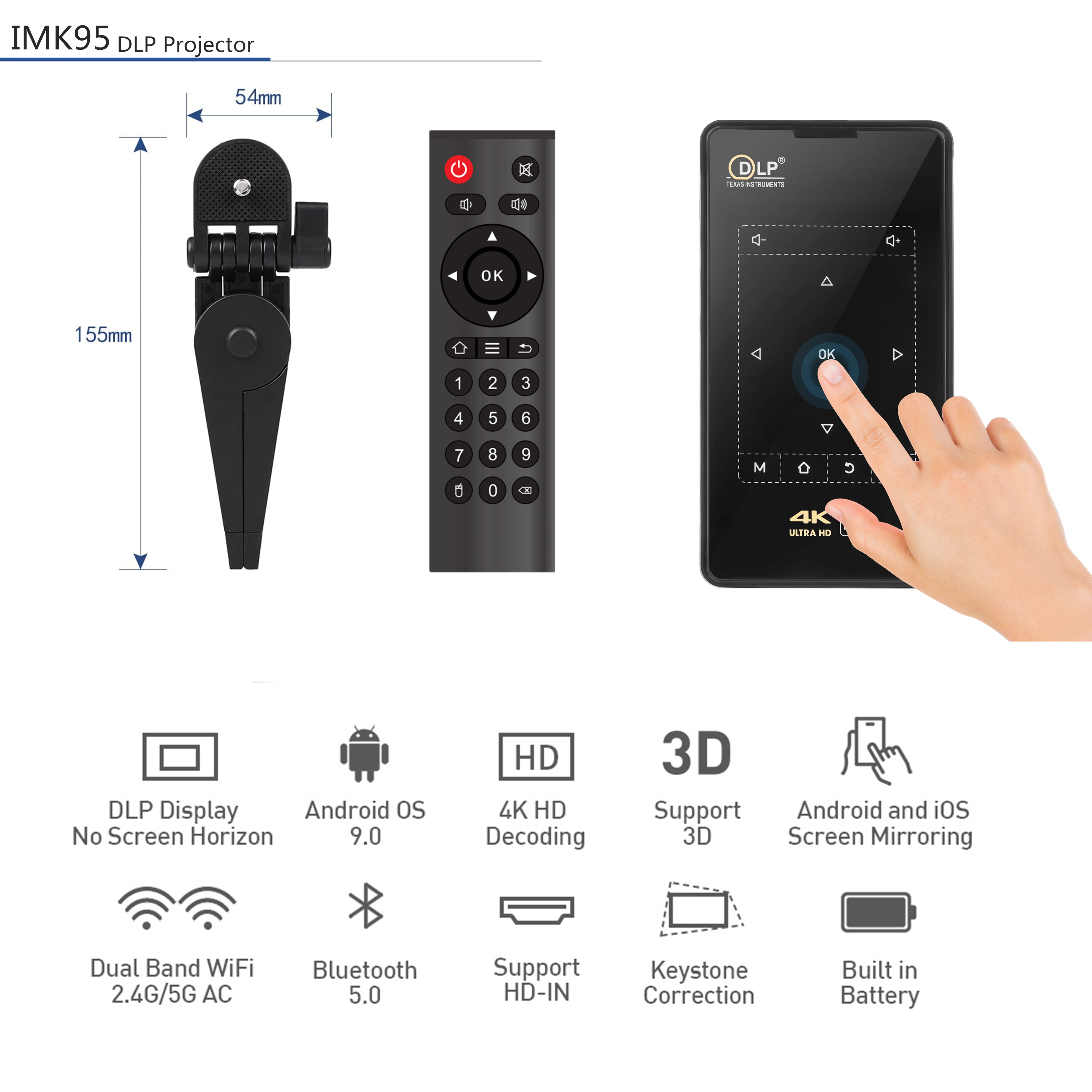 Proyector de cine en casa, minibatería para exteriores, compatible con 1080P, 3D, 4K, Android 9,0, WIFI Dual, 1000 lúmenes, precio de fábrica