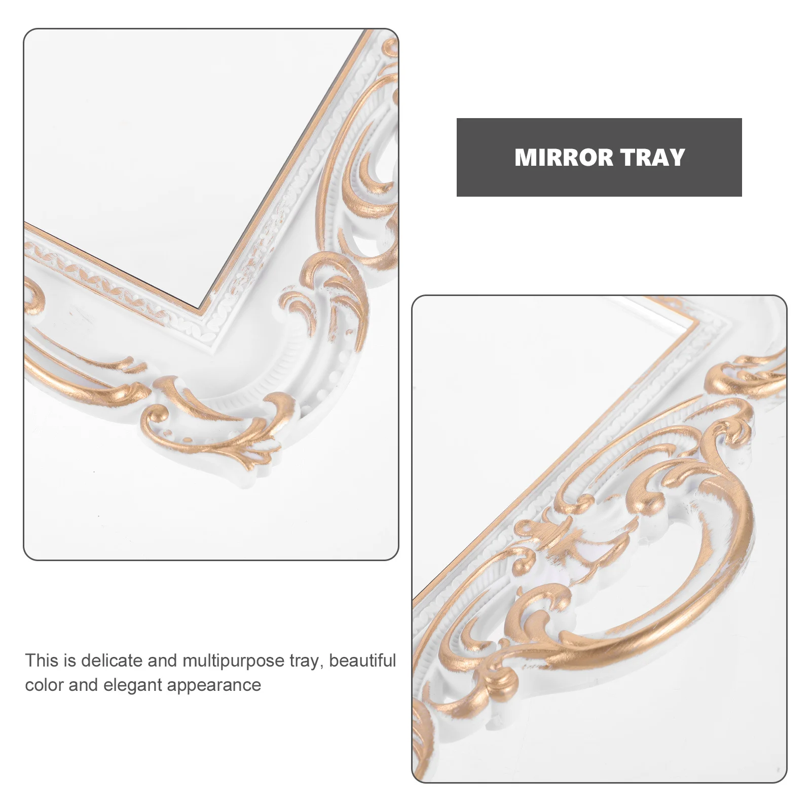 

Decorative Vintage Mirror Tray Perfume Organizer for Vanity Dresser Jewelry Display Tray Bedroom Bathroom Mirror Plate