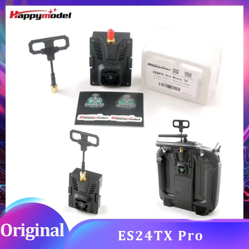HappyModel ES24TX Pro 2.4GHz 5-10V 1000mW ExpressLRS ELRS Micro TX Module With Cooling Fan RGB LED Module 4.18dBi Antenna