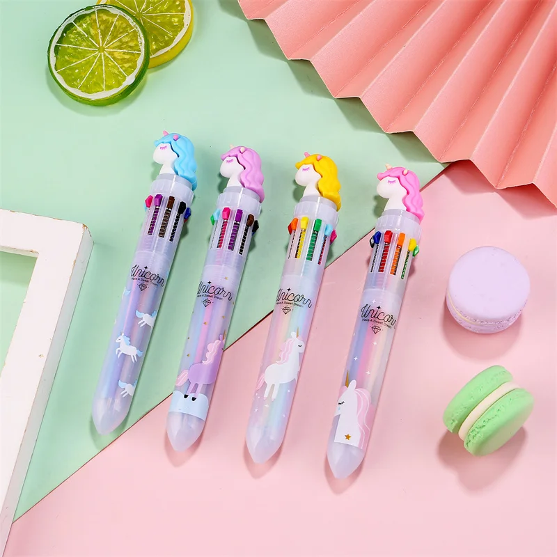 

36 pcs/lot Creative Unicorn 10 colors Ballpoint Pen Cute Press Ball Pens School Office writing Supplies Stationery Gift