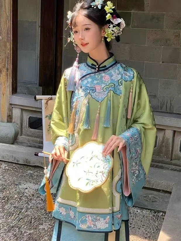 

2025 retro fashionable qing hanfu chinese palace style princess daily elegant printed garment ancient style photography costume