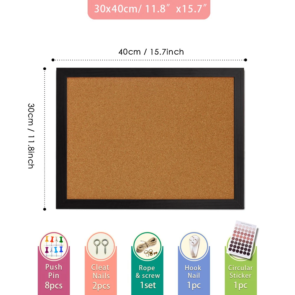 1pc Colorful Wood Frame Cork Board Message Board Bulletin Board Display For School Office Home Decoration