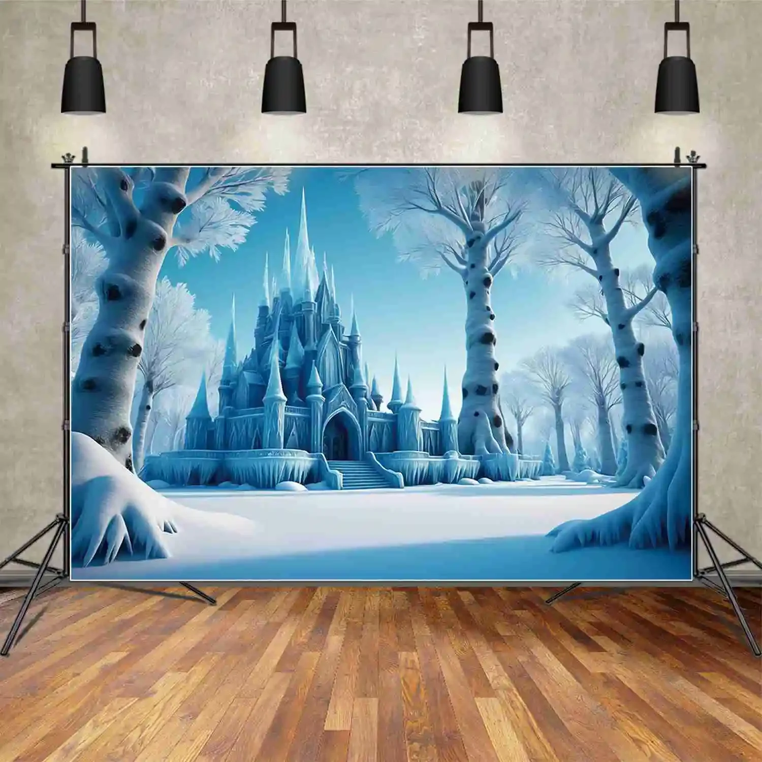 Girls Frozen Birthday Party Decoration Backdrop Princess Castle Blue Curtain Photozone Background Personalized Photography Props