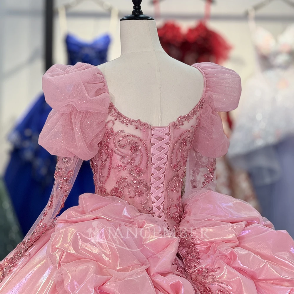 Abito da ballo principessa Abito Quinceanera con paillettes in raso scintillante Vestido De 15 Anos Maniche lunghe personalizzate Abiti da festa dolci 16