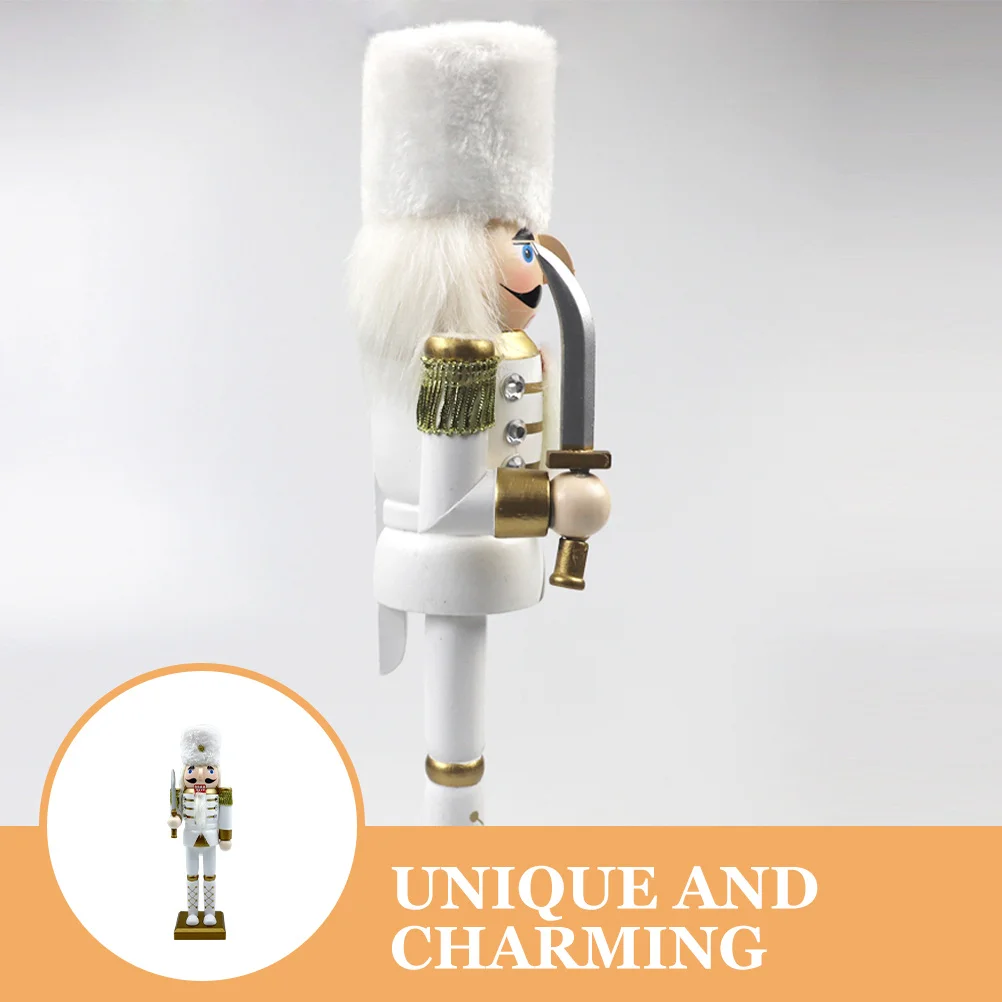 

Desktop Christmas Nutcracker Ornament Handcrafted Wooden Xmas Decor Unique Holiday Centerpiece for Fireplace Table Bookshelf