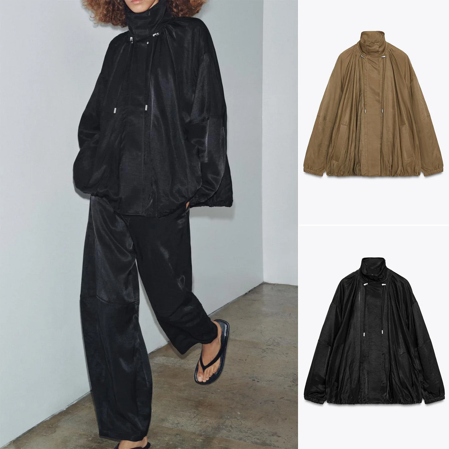 Ele المرأة الطيار Jaet الخريف وصول جديد عالية الياقة طويلة Sve Gored هيم ort ملابس خارجية البوليستر النايلون Cosite F...