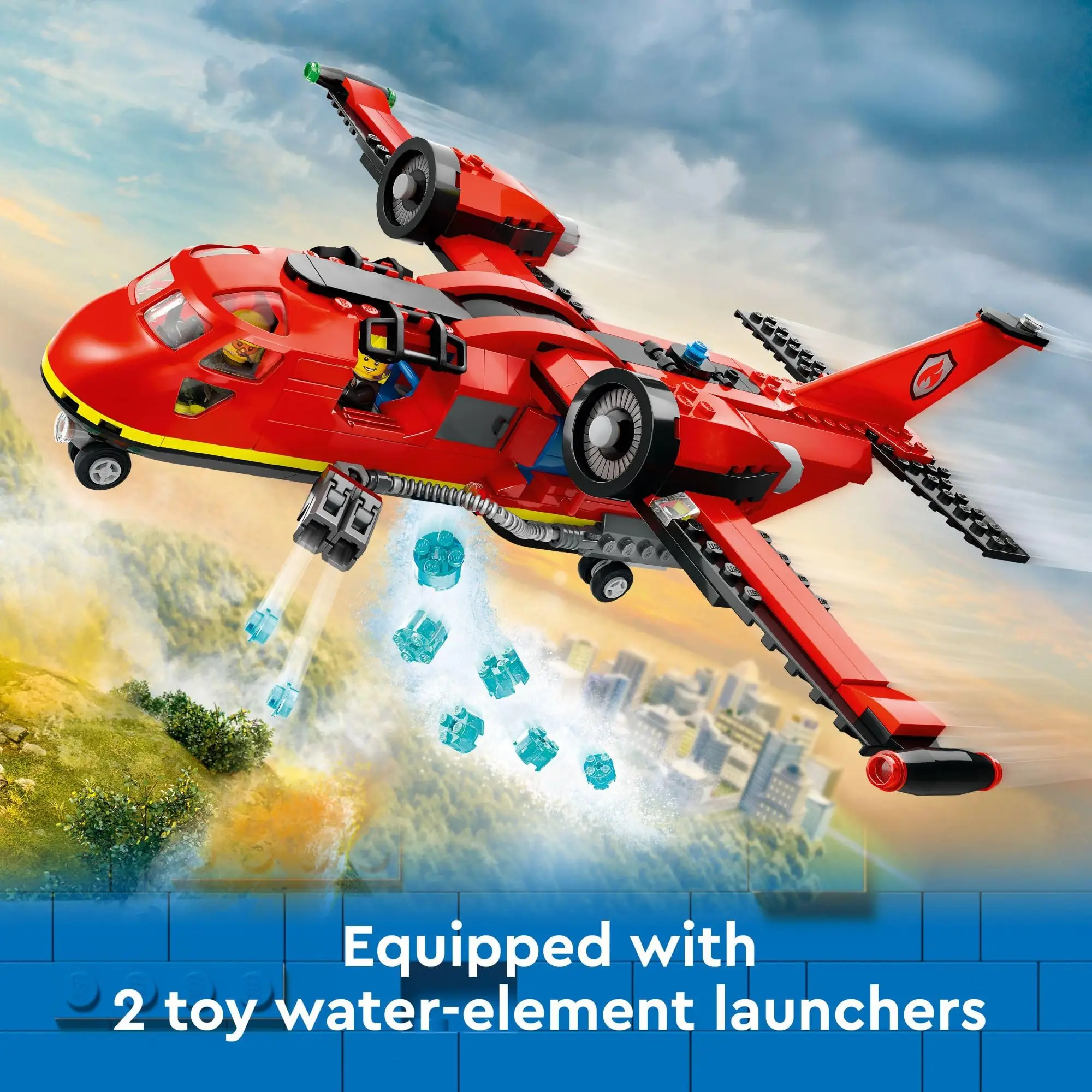 LEGO City Fire Rescue Plane Toy of Firefighter Toys con 3 minifigure per bambini ragazzi ragazze dai 6 anni in su regalo di compleanno 60413