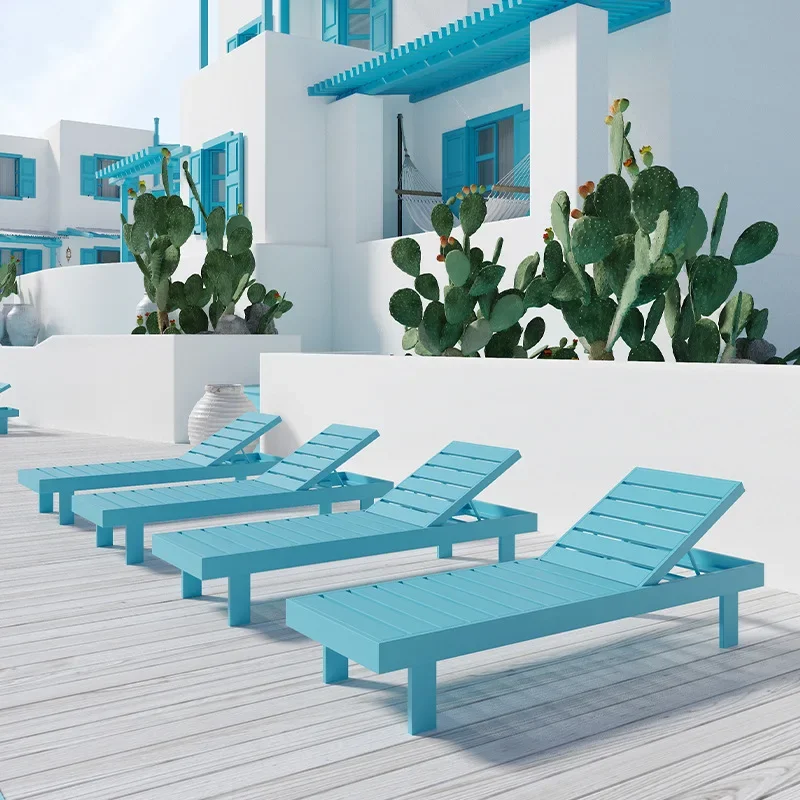 Outdoor bed beach pool lounge chair villa courtyard modern leisure waterproof sunscreen all aluminum designer hotel chair