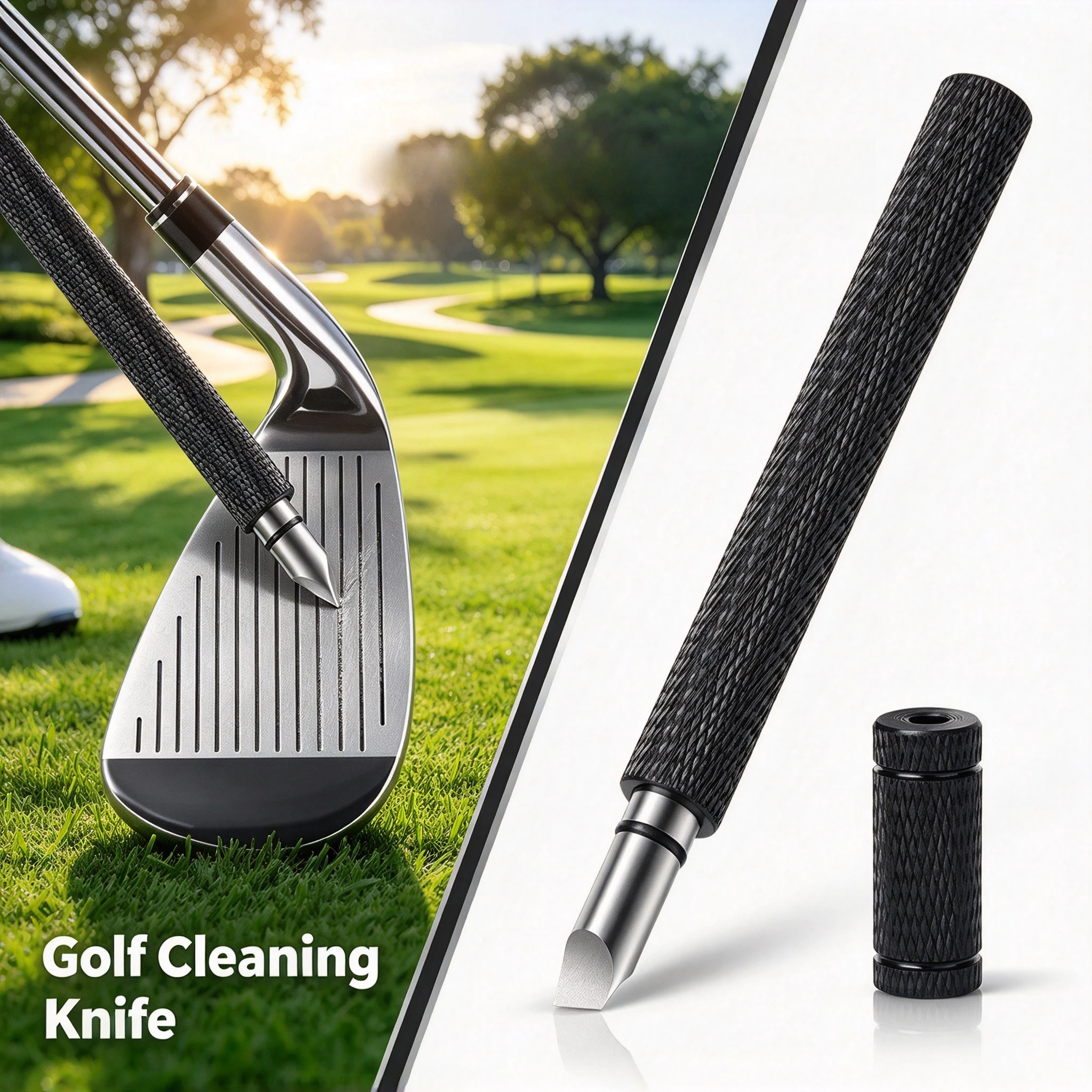 Golf Club Head Grooves Cleaning Knife Flat Slotted Straight Line UShape Pen VShaped Trench Wedge Sharpener Cleaner Grooving Tool