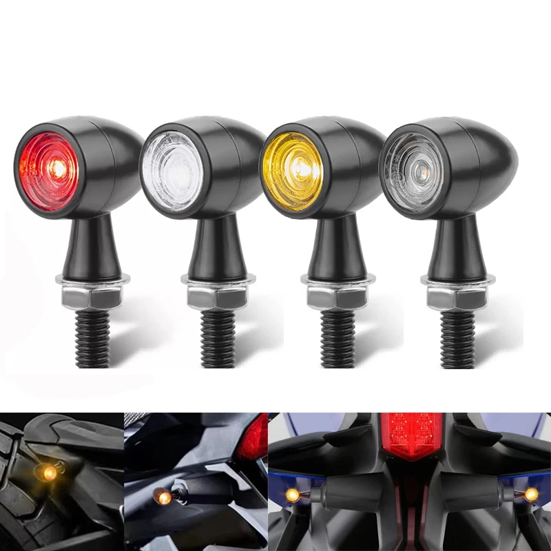 E-marked Metal Bullet Motorcycle Mini Indicators Brake Amber Lamp LED Turn Signal Light For Harley Chopper Bobber Cafe Racer